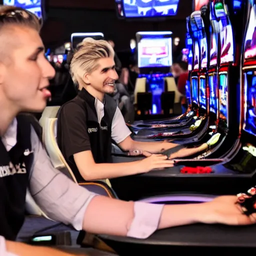 Image similar to gigachad xqc gambling : : realistic : : 1 dslr : : 1 - - quality 2