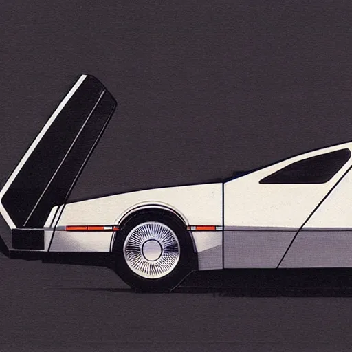 Image similar to Delorean concept as drawn by syd mead