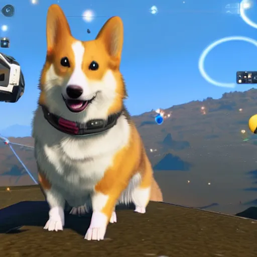 Prompt: Corgis in no man's sky