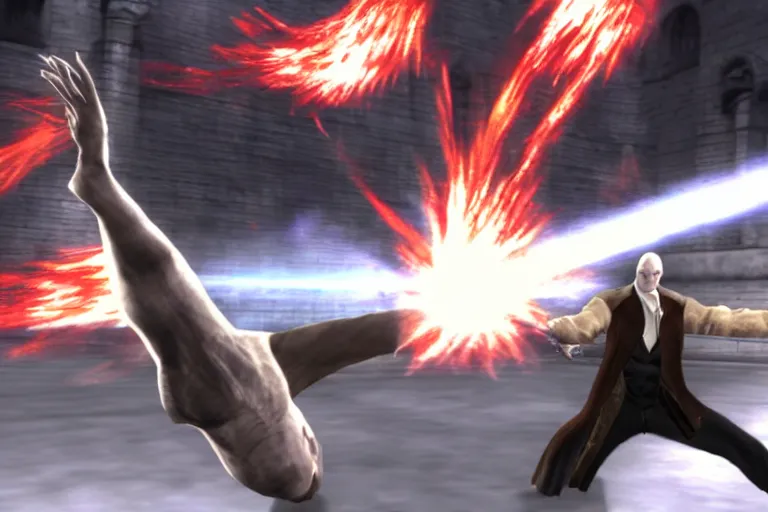 Image similar to a screenshot from voldemort in Tekken 6