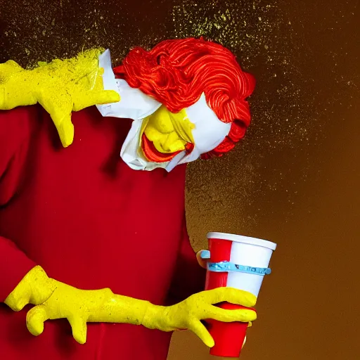 Image similar to ronald mcdonald puking vomiting