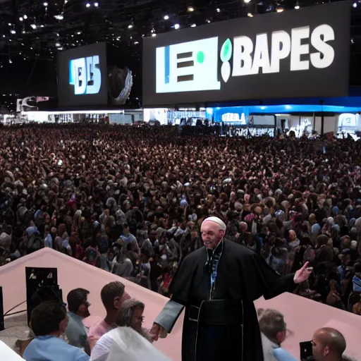 Image similar to pope at e3 expo, 8K, studio lighting