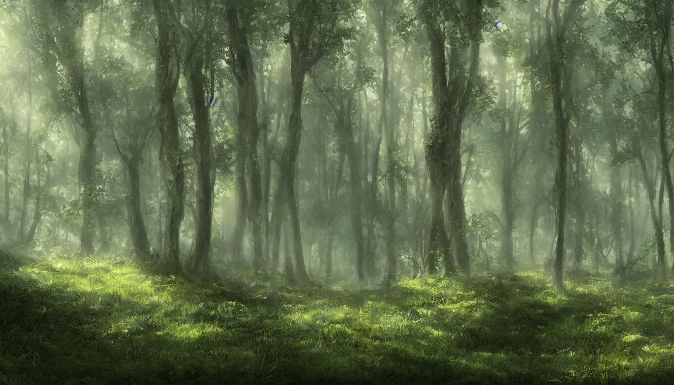 Prompt: A clearing in a forest, digital art, very detailed, trending on artstation, 4K wallpaper