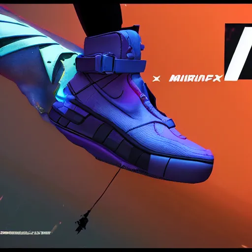 Image similar to nike airforce from cyberpunk 2 0 7 7, 3 d, ultra - realistic