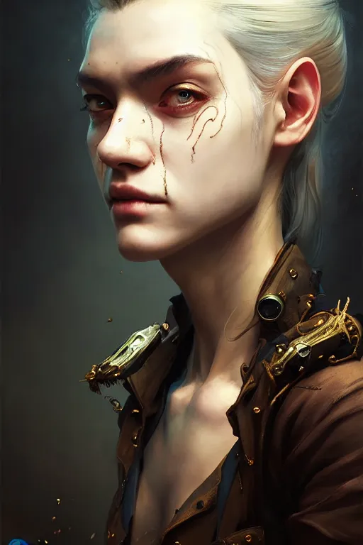 Prompt: A masterpiece portrait of a single Incredibly beautiful queer like a Syberian post apocalyptic shaman girl . medium shot, intricate, elegant, highly detailed. trending on artstation, digital art, by Stanley Artgerm Lau, WLOP, Rossdraws, James Jean, Andrei Riabovitchev, Marc Simonetti, Yoshitaka Amano