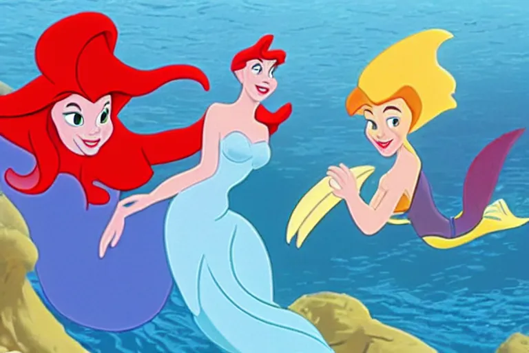 Image similar to still from the disney cartoon, little mermaid enlists in the navy, animated military, helicopters