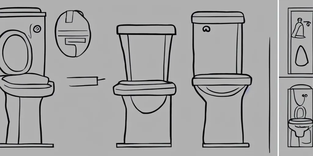 Image similar to how to use a toilet. instruction manual images. step by step. person in the toilet. drawing if a shit. hiw to use a wc. style of airplain security info's drawings. guide.