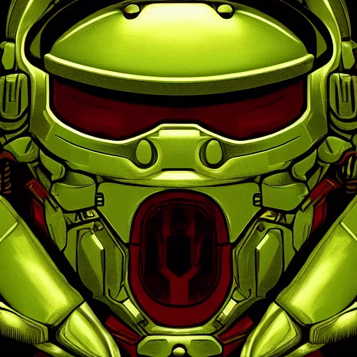 Image similar to portrait of doomguy, highly detailed, centered, digital painting