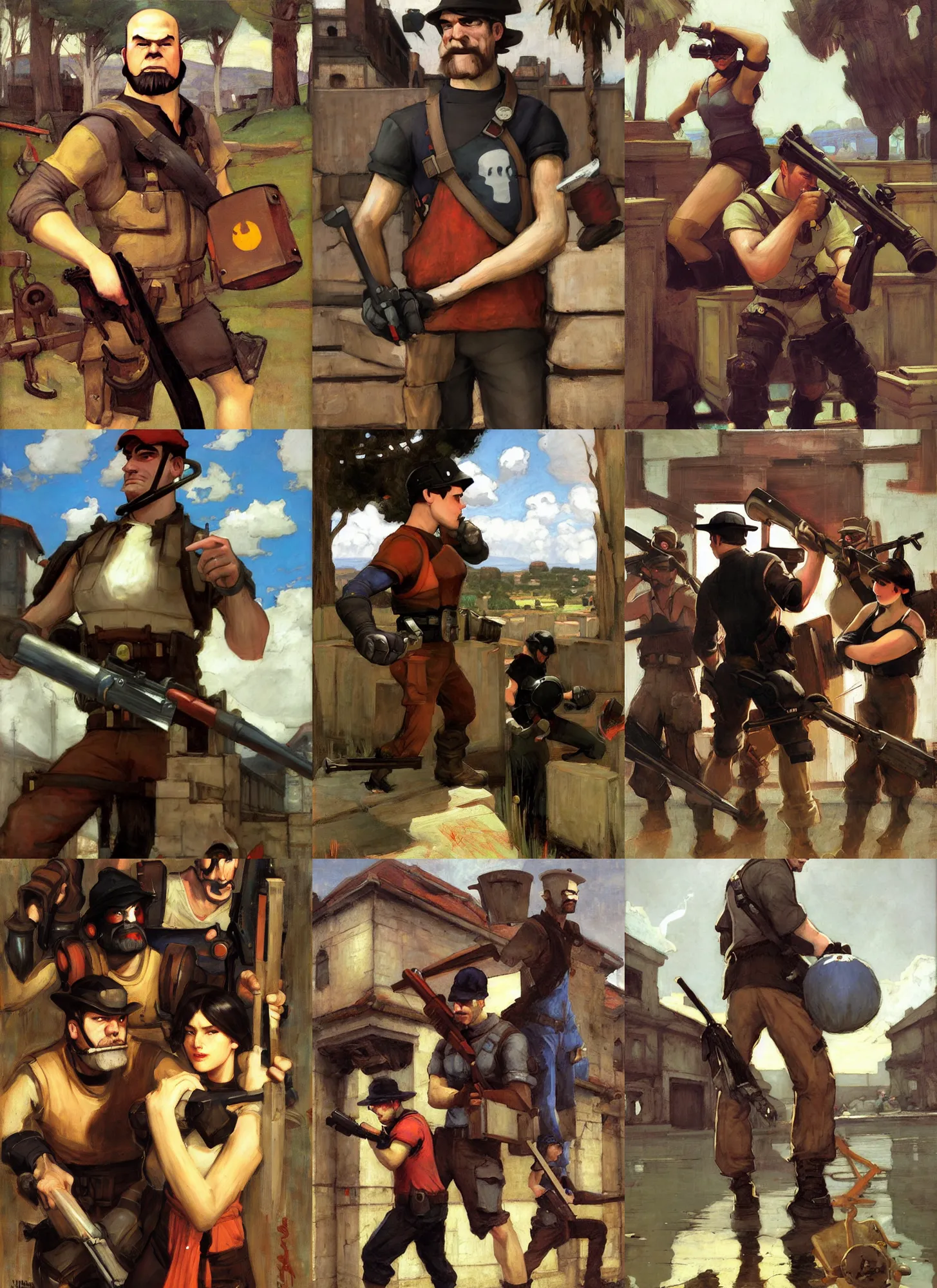 Prompt: Team Fortress 2, painted by John William Waterhouse