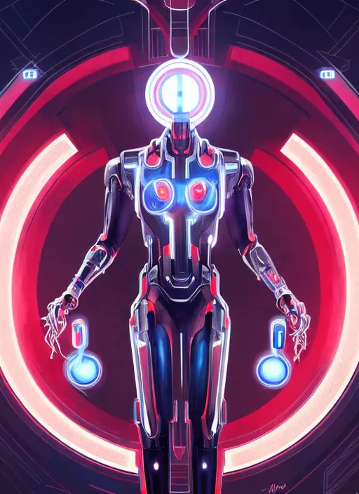 Prompt: symmetry!! portrait of ultron, sci - fi, tech wear, glowing lights!! intricate, elegant, highly detailed, digital painting, artstation, concept art, smooth, sharp focus, illustration, art by artgerm and greg rutkowski and alphonse mucha