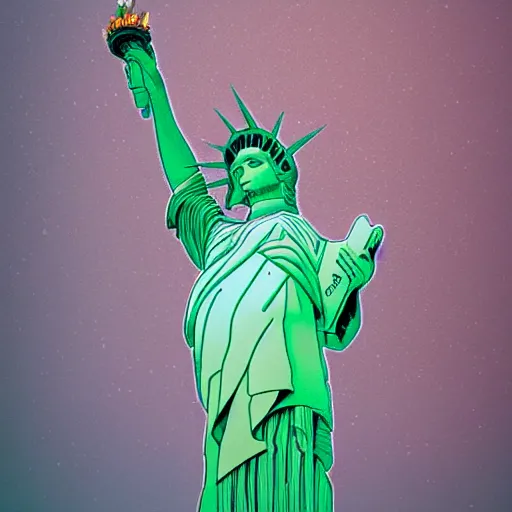 Image similar to the statue of liberty in a disney movie, au naturel, hyper detailed, digital art, trending in artstation, cinematic lighting, studio quality, smooth render, unreal engine 5 rendered, octane rendered, art style by klimt and nixeu and ian sprigger and wlop and krenz cushart.