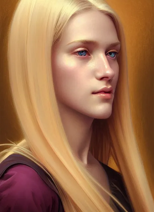 Prompt: beautiful feminine face! portrait of young woman blessed by god with ever - increasing physical and mental perfection, blonde hair, symmetrical! intricate, elegant, highly detailed, vision of holy perfection!! smile, digital painting, artstation, concept art, smooth, sharp focus, illustration, art by artgerm and greg rutkowski and alphonse mucha