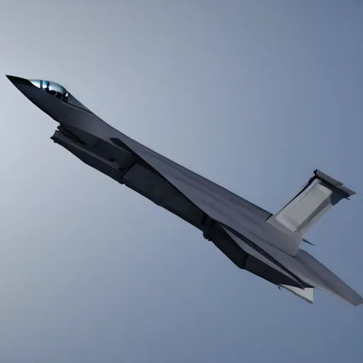 Prompt: insane detail, hyper - realistic, 3 d model, a stealth fighter jet flying in mid - air