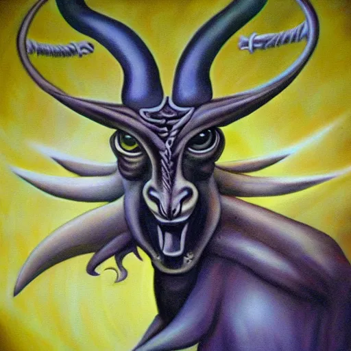 Image similar to baphomet, airbrush