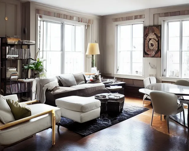 Prompt: apartment designed by nate berkus, muted colors