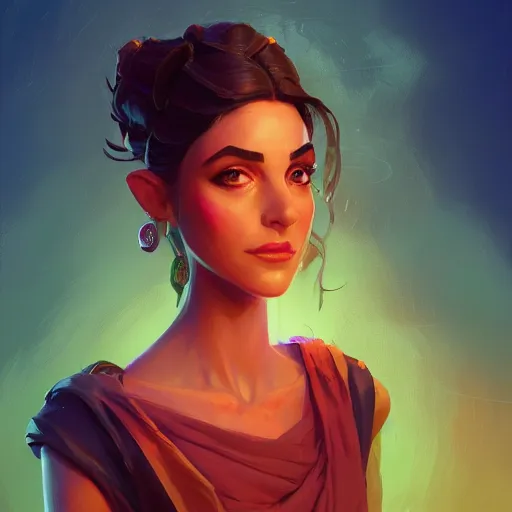 Image similar to portrait of a beautiful woman, maya ali mage, gloomhaven, dynamic lighting, gaudy colors, octane render aesthetic, matte painting concept art, official fanart behance hd artstation by jesper ejsing, by rhads and makoto shinkai and lois van baarle and ilya kuvshinov and rossdraws