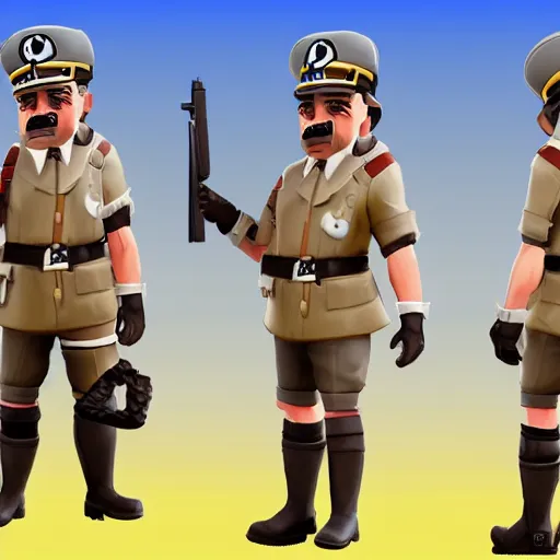 Image similar to adolf hitler in fortnite, character design, front page of artstation