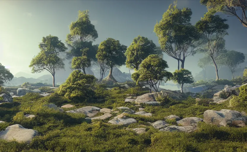 Prompt: Fantastic Landscape in Unreal Engine 5, Octane, Redshift, 4k High Detail