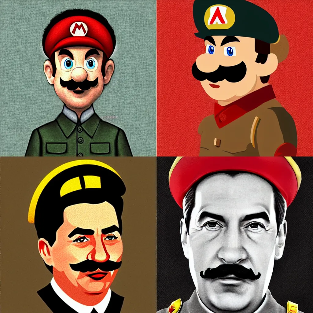 Prompt: Mario as Stalin, 2d art, details,
