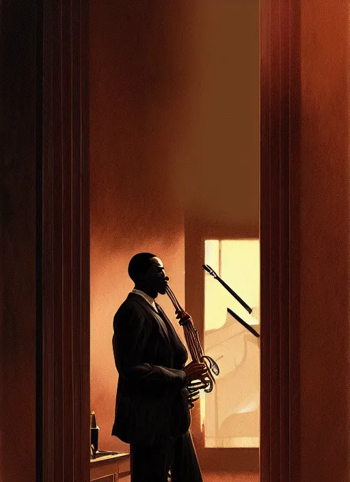 Prompt: john coltrane meeting mingus in a dark corner, intricate, elegant, highly detailed, digital painting, artstation, concept art, smooth, sharp focus, illustration, art by wlop, mars ravelo and greg rutkowski