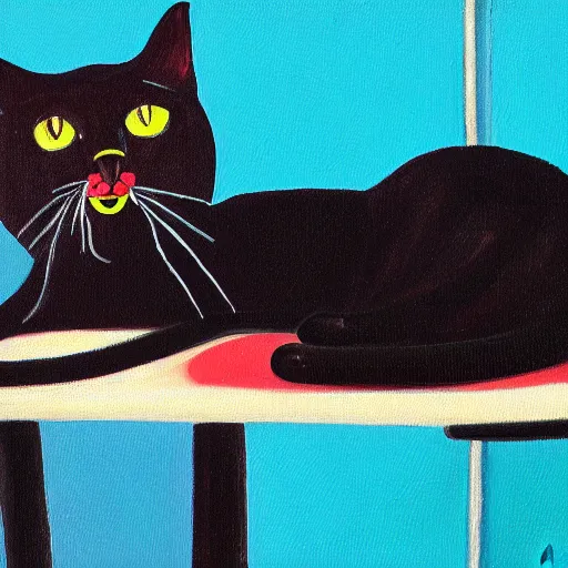 Image similar to a oil painting of a black cat by Adam Paquette