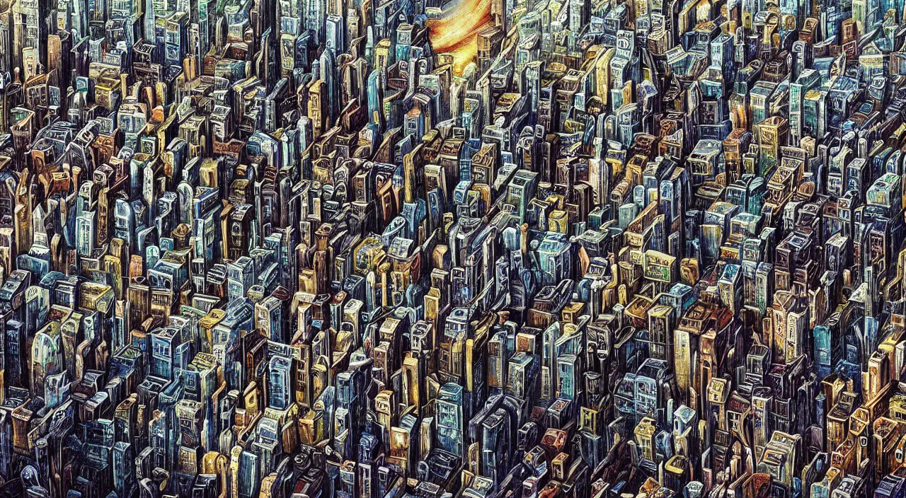 Prompt: a beautifully ultradetailed painting of disordered city in film inception