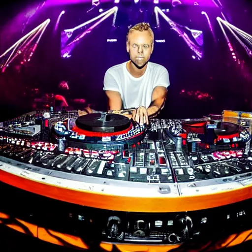 Prompt: armin van buuren behind the wheels of steel