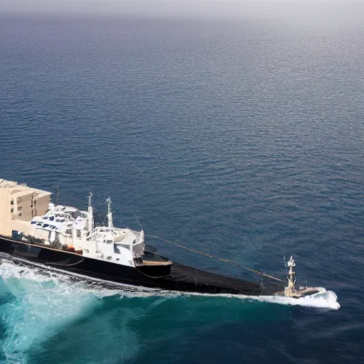 Prompt: the most expensive boat in the world docking by the beaches of gaza, 8 k resolution, midday