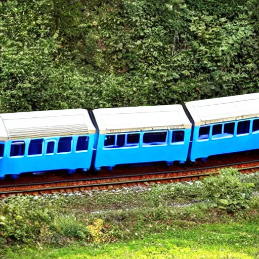 Image similar to a blue hexagonal train