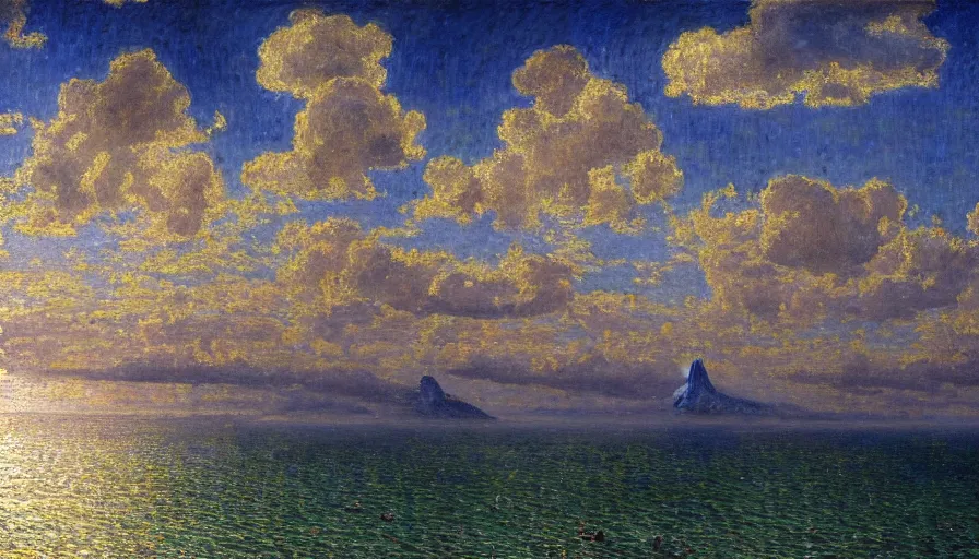 Image similar to a ultradetailed beautiful painting of the thunderstorm sky of the rio de janeiro palace balustrade designed by jules bastien - lepage, tarsila do amaral, frank weston and gustave baumann, beach, trending on artstation, mediterranean, palm trees, sharp focus, colorful refracted sparkles and lines, soft light, 8 k 4 k