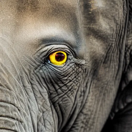 Image similar to ultra detailed photo, close up of elephant eye reflecting the camera