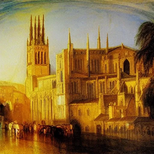 Prompt: Norwich cathedral by J. M. W. Turner