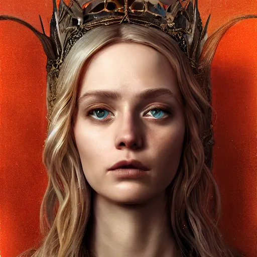 Image similar to epic cinematic shot of beautiful scandinavian princess with symmetrical face stunning eyes and long blonde surrounded by bullets and bulletholes, weta disney pixar, hi - fructose, decadent highly - detailed digital painting, golden ratio, octane render, artstation, cinematic composition, smooth, sharp focus, artgerm, mucha, loish, wlop hdr