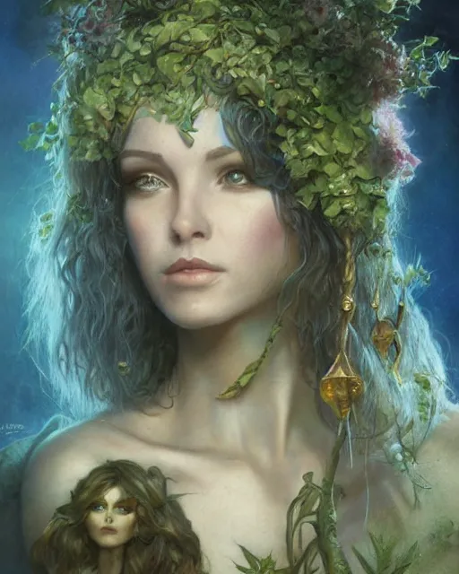 Image similar to dryad, stern like athena, a singer, portrait, magic the gathering art, studio lighting by jessica rossier and brian froud and gaston bussiere