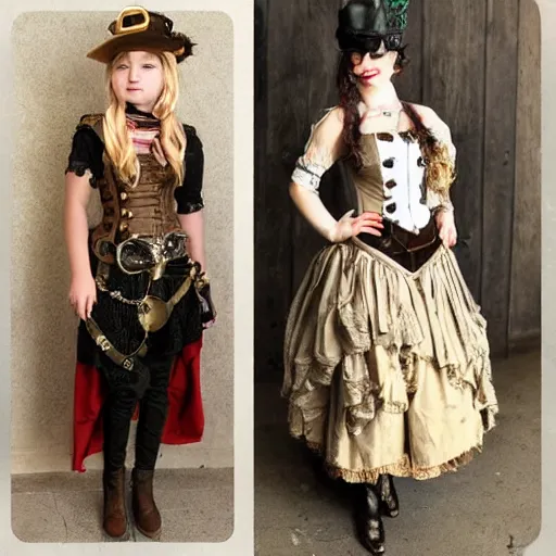 Prompt: girl wearing steampunk style clothing