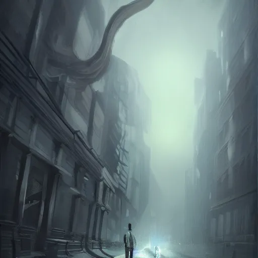 Prompt: nyarlathotep spotted in a road at night, digital art, detailed, realistic, artstation