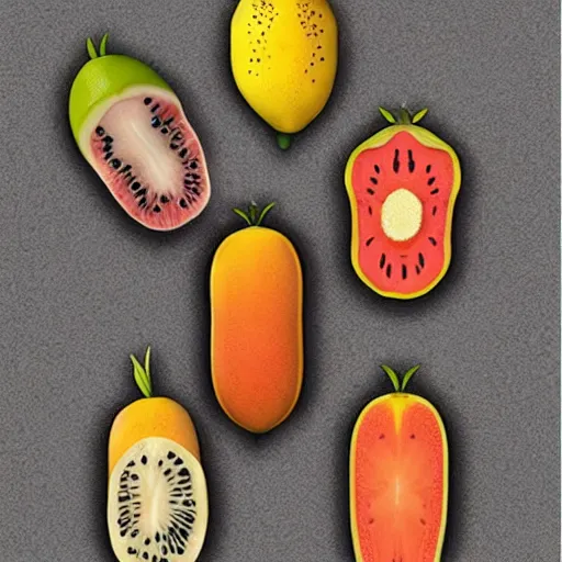 Image similar to cookbook illustrations of fruit that look like human body parts