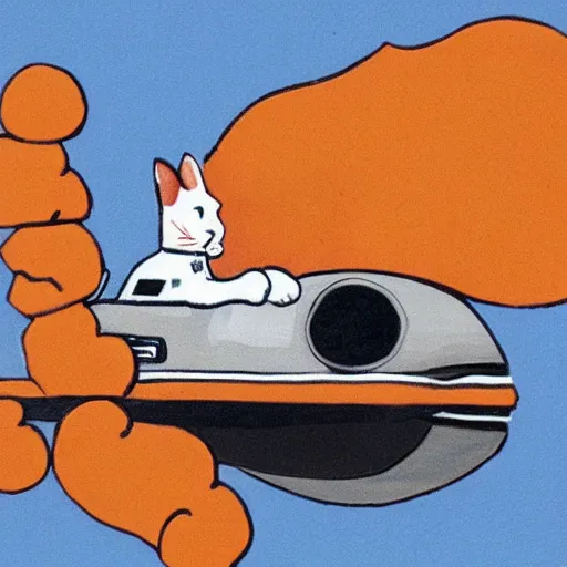 Image similar to ginger cat driving a star wars space ship