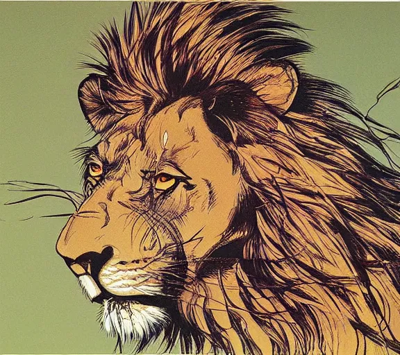 Image similar to lion painting by toshihiko uda