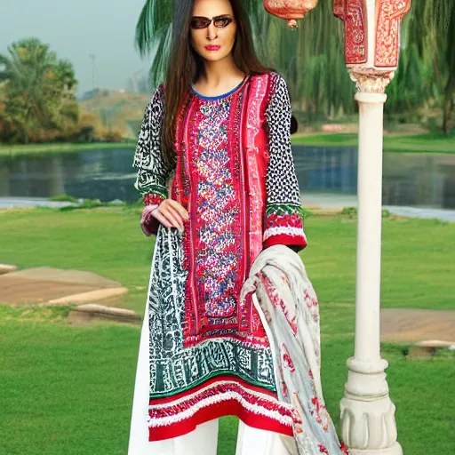 Prompt: pakistani lawn print design