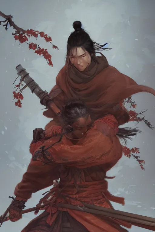 Image similar to Sekiro, digital painting, highly detailed, artstation, concept art, illustration, smooth, sharp focus, art by artgerm and greg rutkowski and alphonse mucha and loish and WLOP