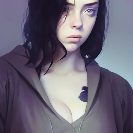 Image similar to a beautiful billie eilish christina hendricks alluring instagram model in crop top, by guweiz and wlop and ilya kuvshinov and artgerm and makoto shinkai and studio ghibli, symmetrical eyes, aesthetic, gorgeous, stunning, alluring, attractive, artstation, deviantart, pinterest, digital art