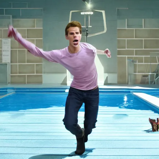 Image similar to Live Action Still of Jerma in High School Musical, real life, hyperrealistic, ultra realistic, realistic, highly detailed, epic, HD quality, 8k resolution, body and headshot, film still