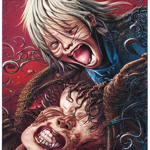 Image similar to closeup of tongue, by yoichi hatakenaka, masamune shirow, josan gonzales and dan mumford, ayami kojima, takato yamamoto, barclay shaw, karol bak