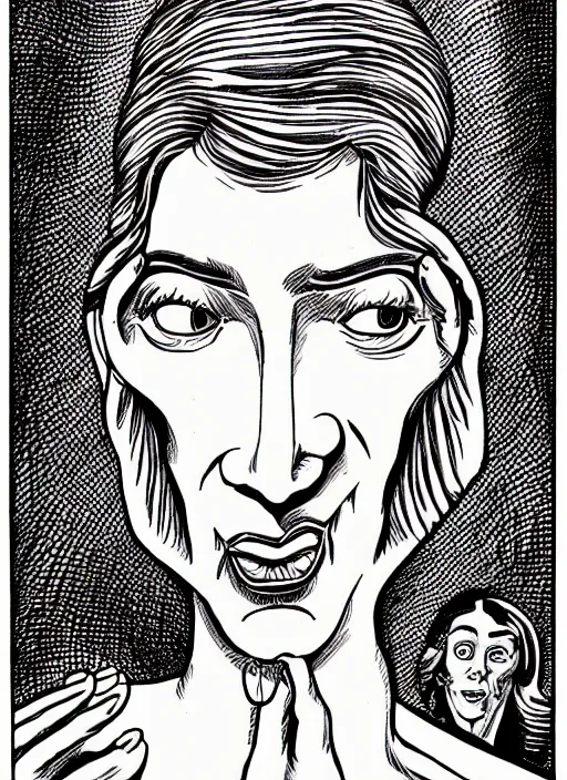 Image similar to portrait of a beautiful woman by basil wolverton and robert crumb