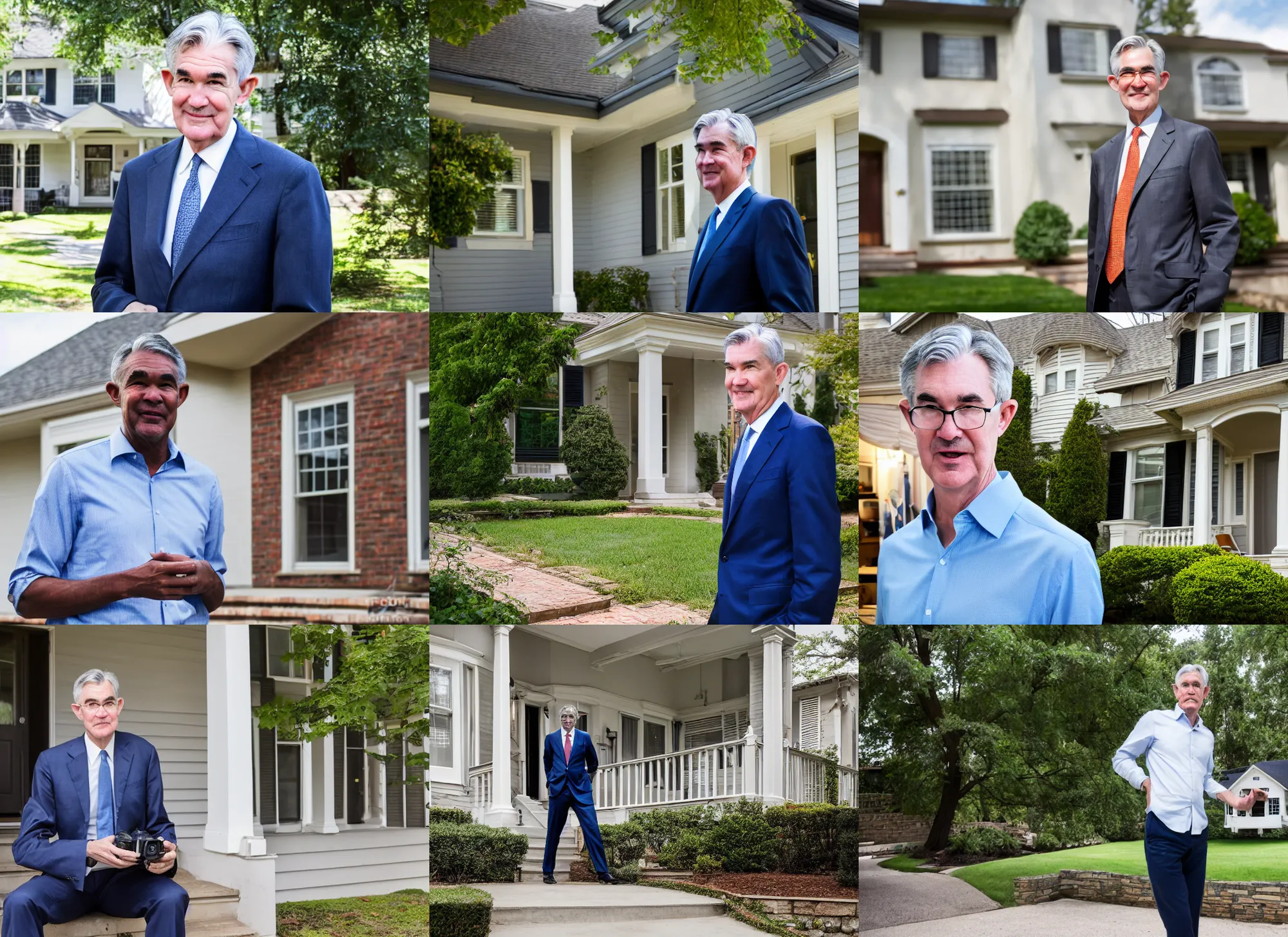 Prompt: dslr photograph of jerome powell selling a house 8 5 mm f 1. 8