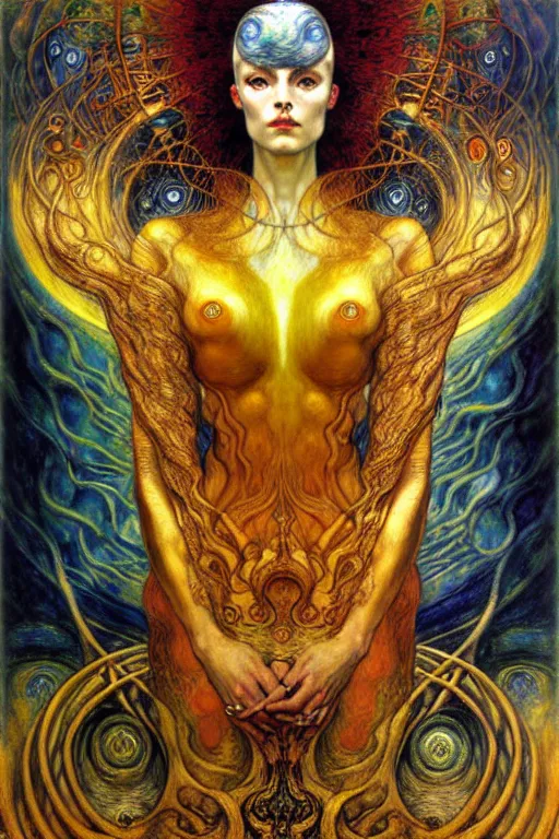 Image similar to Divine Chaos Engine by Karol Bak, Jean Delville, William Blake, Gustav Klimt, and Vincent Van Gogh, symbolist, visionary