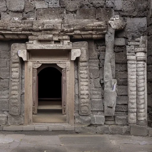 Image similar to a temple is visible through a portal