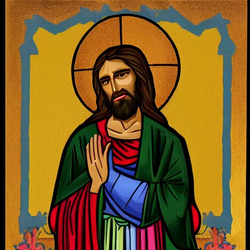 Image similar to jesus christ in the style of rick griffin