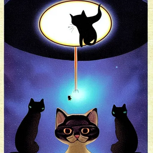 Image similar to a cat being abducted by aliens